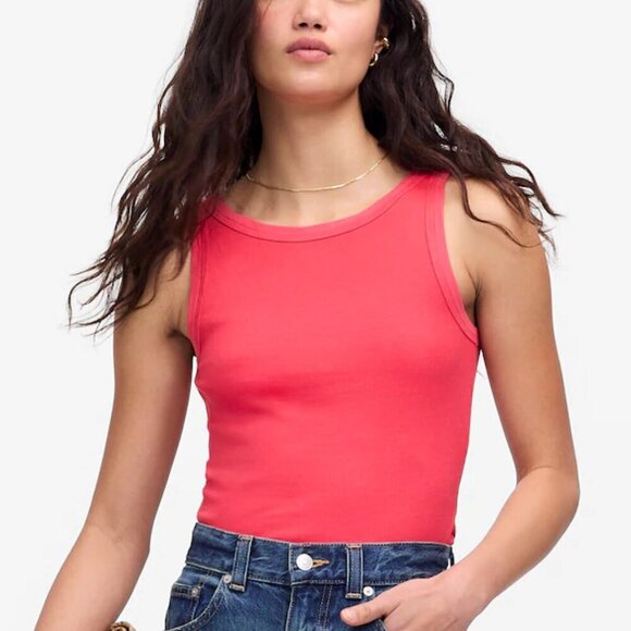 Madewell (Re)generative Cotton Essential High-Neck Tank Red Size M NWT - Picture 1 of 6